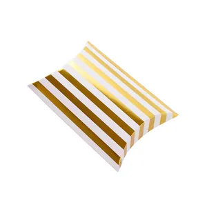 Elegante weiß-gold gestreifte Kissen-Geschenkbox für Schmuck oder Süßigkeiten