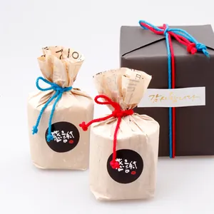 3mm bicolor cotton rope tied on minimalist kraft paper gift boxes with thank you tags