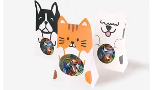 Primer plano de cajas de regalo de animales con ventana para empaque de caramelos