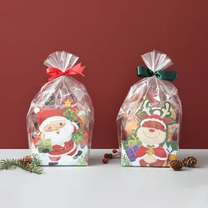 Christmas Folding Paper Gift Box Set Cartoon Reindeer Snowman Santa Claus Candy Packaging For Holiday Party Favors Treats