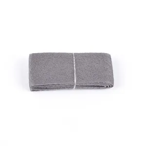 Polished 45cm grey polyester ribbon for gift box decoration in a folded rectangular stack