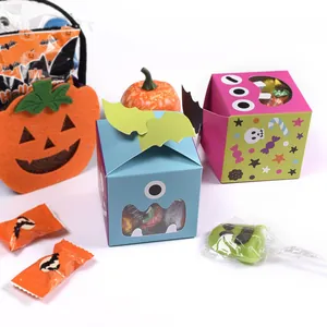 Κουτιά δώρου Halloween με παράθυρο τέρας και φτερά νυχτερίδας για γλυκά