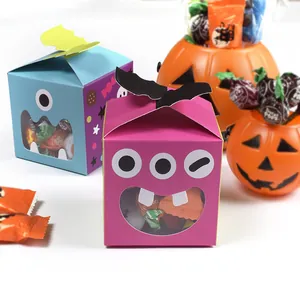 Κουτιά γλυκών Halloween σε σχήμα τέρατος με παράθυρο από πολύχρωμο χαρτόνι συσκευασίας