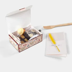 Floral square gift box for desserts and chocolates with elegant small flower patterns