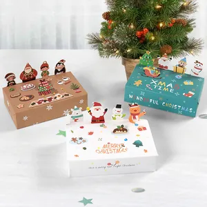 3D Cartoon Christmas Gift Boxes With Santa Snowman Elk Pop Up Cardstock Paper Candy Boxes For Holiday Party Favors Treats