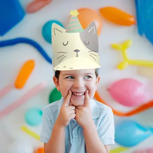 Lindo gorro de fiesta de gato plegable para mascotas y decoración de cumpleaños