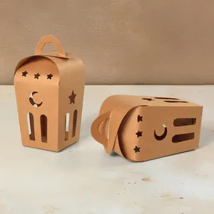 Hohlstern Mond Kraftpapier Geschenkbox Tragbare Ramadan Laterne Süßigkeitenbox Für Eid Mubarak Party Geschenkverpackung