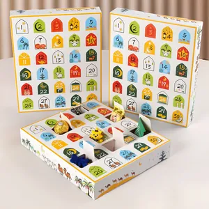 White Ramadan Countdown Calendar Box Thirty Grids Eid Mubarak Advent Blind Boxes Cartoon Star Moon Patterns Cardboard Gift Packaging