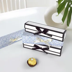 Minimalistische lange chocolade geschenkdoos met strik voor Valentijn verpakkingen