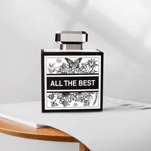 Retro perfume bottle shape candy gift box with black and white floral design