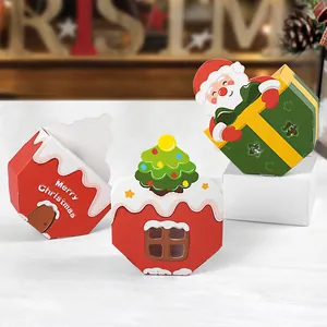 3D folding Christmas candy gift boxes featuring Santa and gingerbread house designs