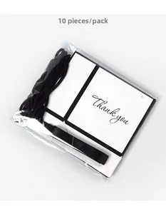 Lot de 10 sacs cadeaux blancs avec texte Thank You noir et rubans en satin élégants