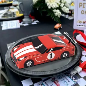 Creative red racing car themed gift boxes for kids birthday party favors pack of 10