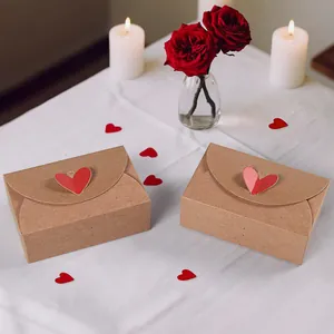 Kraft paper gift box with red heart clasp and roses for Valentine's Day packaging