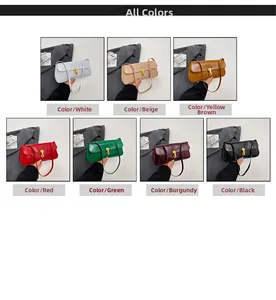All available colors of the vintage faux leather baguette bag with a gold metal clasp
