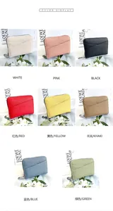 Collage of leather accordion card holders in eight colors with geometric stitching