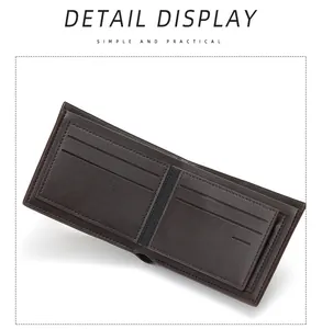 Detail view of the brown leather wallet showing multiple card slots and internal layout