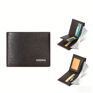 Detail view of brown leather wallet interior showing multiple card slots and zipper pocket