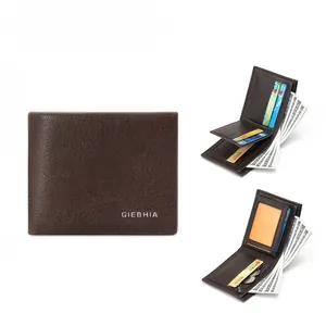 Detailed interior of men's brown bi-fold leather wallet with card slots and zipper pocket