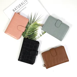 Portable crocodile pattern passport wallet set in four elegant colors with U-shaped clasp