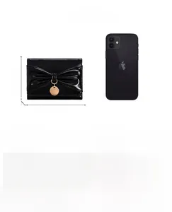 Détails du portefeuille noir avec dimensions 11,5x9x3cm et disposition des fentes