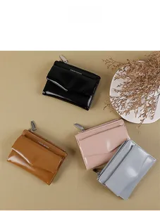 Petit portefeuille enveloppe pour femme avec fermeture éclair en quatre couleurs élégantes