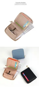 Detailed view of the multi-functional interior compartments of the leather wallet
