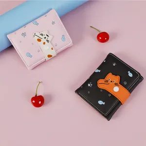 Süße Cartoon Katze Mini Brieftasche Für Damen PU Leder Kurze Dreifach Gefaltete Geldbörse Tragbare Multi Kartensteckplatz