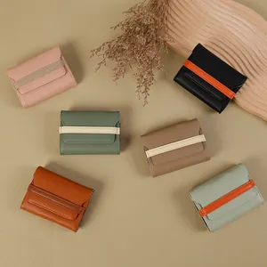 Portacarte da donna in pelle stile giapponese in vari colori con design a fisarmonica