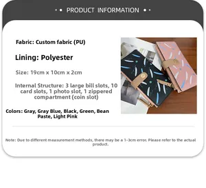 Detaillierte Produktinformationen zur Damen Geldbörse mit PU-Leder Maßen und interner Aufteilung