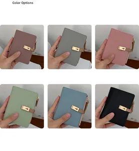 Detailed color map of textured PU leather wallets with zip closure and metal pull straps
