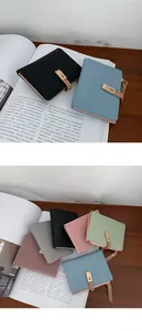 Litchi pattern PU leather wallets for women in multiple colors with metal buckle closure