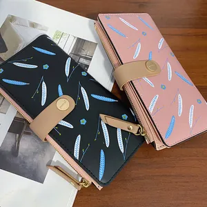Elegante lange Damen-Clutch-Geldbörsen mit Federdruck, Reißverschluss und Druckknopf
