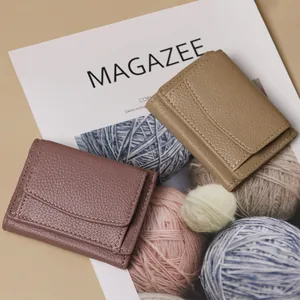 Women's Minimalist PU Leather Pebbled Three-Fold Small Wallet Student Card Holder Coin Purse Multi-Functional Pocket Bag