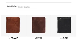Detailansicht der Vintage-PU-Leder-Geldbörsen in den Farben Braun, Kaffee und Schwarz
