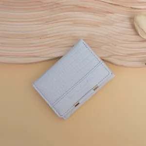 Damen Koreanischer Stil Krokodilmuster PU Leder Dreifach Gefaltete Kleine Geldbörse Schlanker Kreditkartenhalter Mit Herz Fotofach