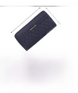 Détails du portefeuille à carreaux multifonction montrant les dimensions et le cuir PU