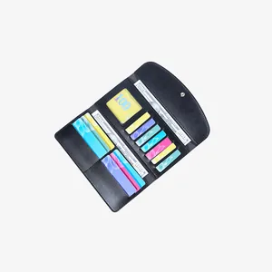 Portafoglio lungo nero da donna in pelle PU con scomparti per carte e chiusura a scatto