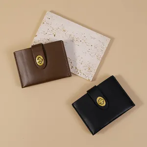 Dames PU-Lederen Korte Portemonnee Vintage Draaisluiting Accordeon Kaarthouder Minimalistische Mini Portemonnee Voor Studenten