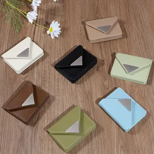 Minimalist envelope style card holders in 7 colors with triangle metal clasp and PU leather