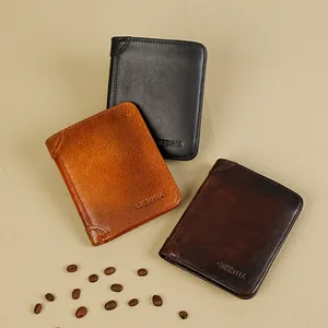 Schlanke Herren-Vintage-Ledergeldbörse in Schwarz, Braun und Kaffeebraun erhältlich