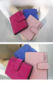 Détails de portefeuilles compacts mats avec boucle et fermeture éclair en rose et bleu