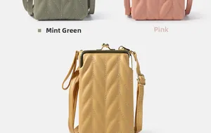 Détails de sacs de téléphone minimalistes avec matelassage en V et fermoirs en métal