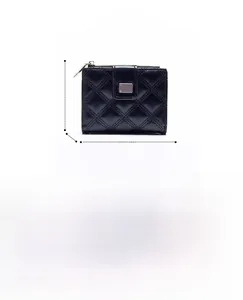 Petit portefeuille matelassé en cuir PU 11,5x9x1,5cm avec zip doré et rangements