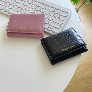 Cartera de Mujer de Cuero PU con Patrón de Cocodrilo Triple Pliegue Corta Simple Monedero Multifuncional Tarjetero