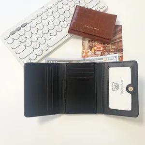 Cartera triple minimalista con estampado de piedra y ranuras para tarjetas multifuncionales
