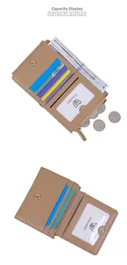 Internal layout of khaki quilted wallet showing colorful card slots and coin pocket