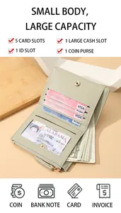 Détail de l'intérieur d'un portefeuille tressé vert avec 5 fentes pour cartes et monnaie