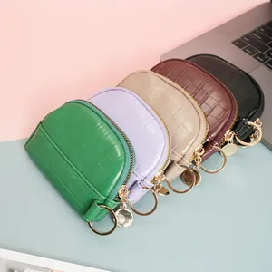 Stylish crocodile texture mini shell purses with gold hardware in five colors