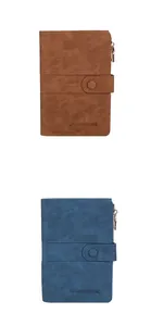 Dettaglio di due porta passaporto RFID in ecopelle con cerniera e chiusura a scatto
